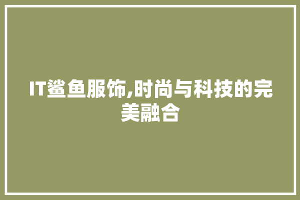 IT鲨鱼服饰,时尚与科技的完美融合 绘影字幕