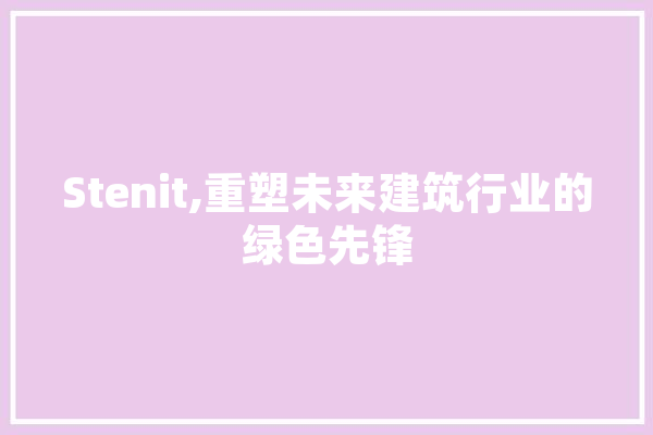 Stenit,重塑未来建筑行业的绿色先锋