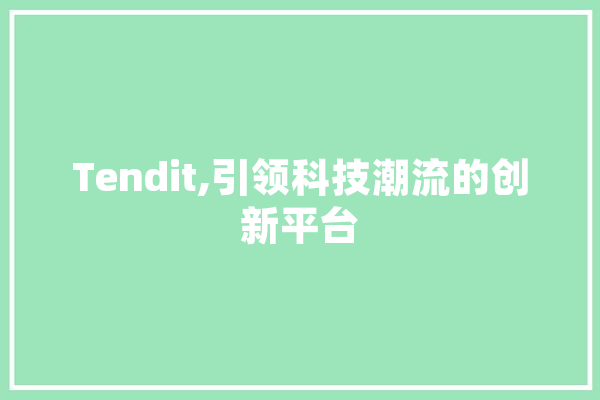 Tendit,引领科技潮流的创新平台 绘影字幕