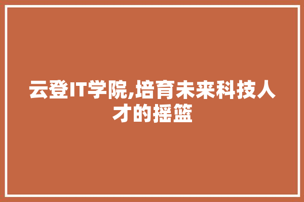 云登IT学院,培育未来科技人才的摇篮