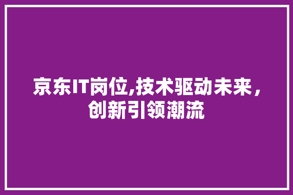 京东IT岗位,技术驱动未来，创新引领潮流