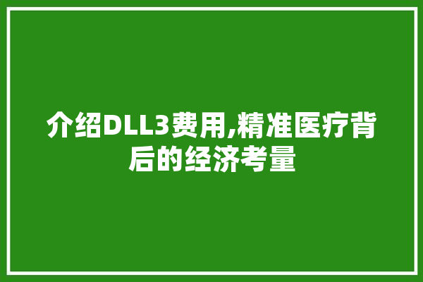 介绍DLL3费用,精准医疗背后的经济考量 计算机