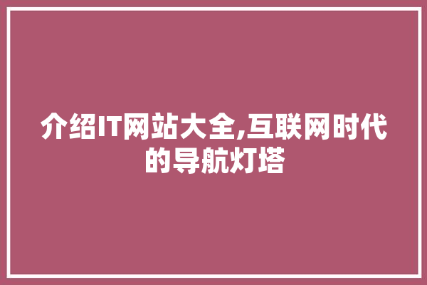 介绍IT网站大全,互联网时代的导航灯塔 计算机