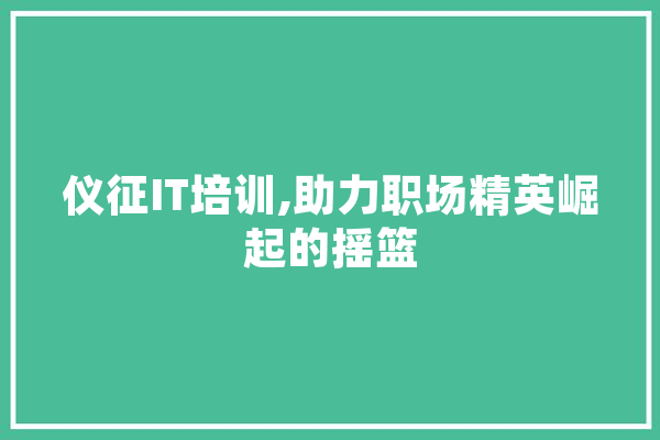仪征IT培训,助力职场精英崛起的摇篮 智能写作