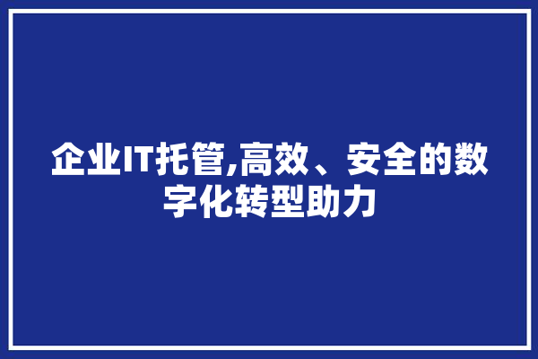 企业IT托管,高效、安全的数字化转型助力