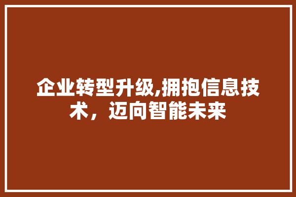 企业转型升级,拥抱信息技术，迈向智能未来