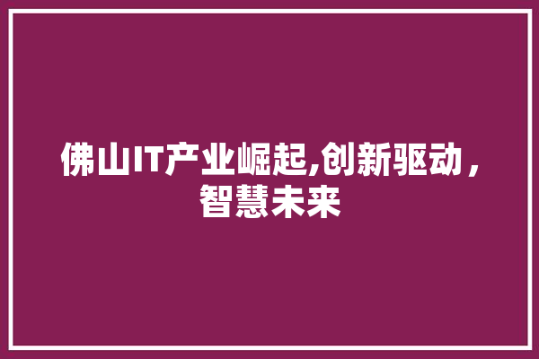 佛山IT产业崛起,创新驱动，智慧未来