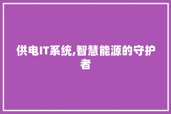 供电IT系统,智慧能源的守护者