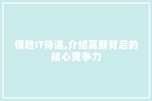 保险IT待遇,介绍高薪背后的核心竞争力