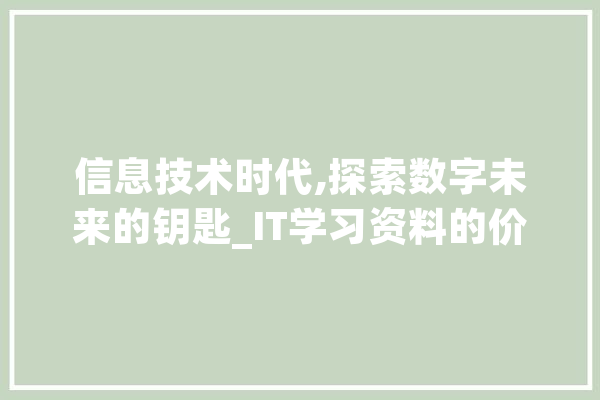 信息技术时代,探索数字未来的钥匙_IT学习资料的价值与启示