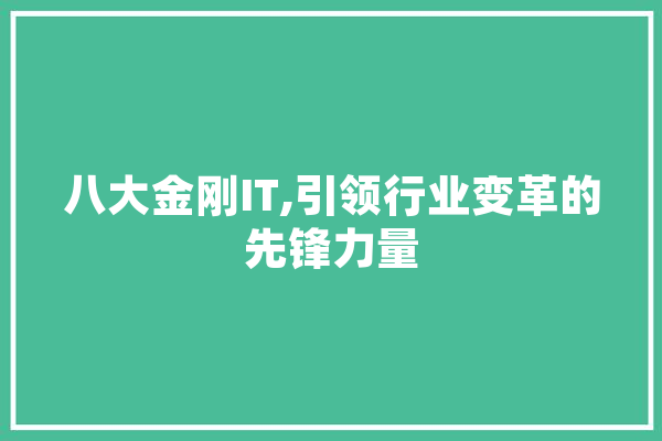 八大金刚IT,引领行业变革的先锋力量