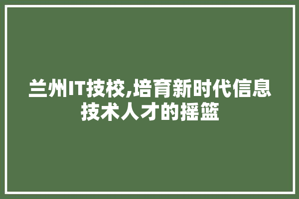 兰州IT技校,培育新时代信息技术人才的摇篮 云服务