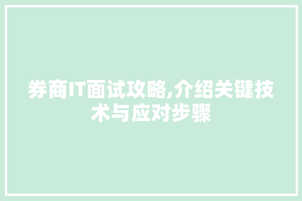 券商IT面试攻略,介绍关键技术与应对步骤 智能助手