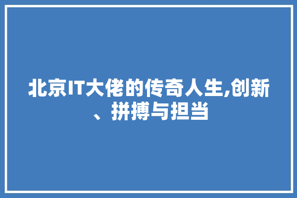 北京IT大佬的传奇人生,创新、拼搏与担当 AI简讯