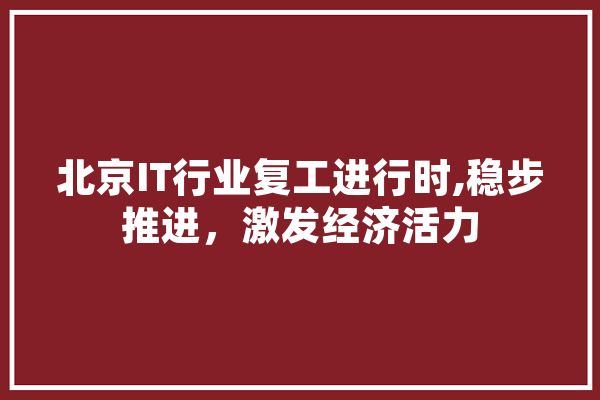 北京IT行业复工进行时,稳步推进，激发经济活力