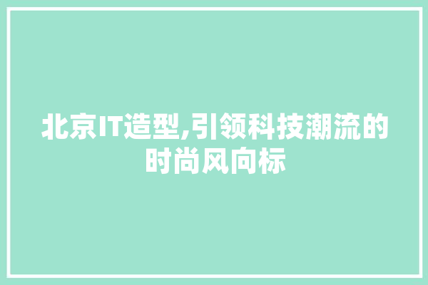 北京IT造型,引领科技潮流的时尚风向标
