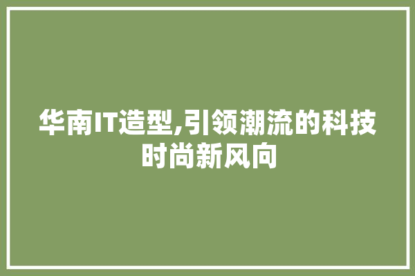 华南IT造型,引领潮流的科技时尚新风向