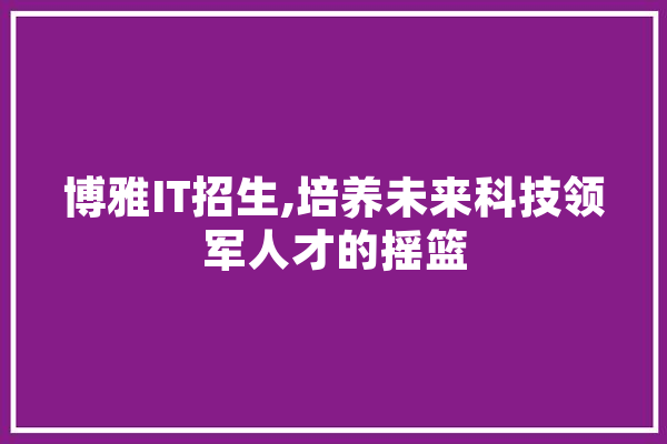博雅IT招生,培养未来科技领军人才的摇篮