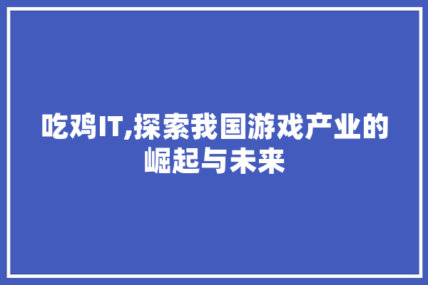吃鸡IT,探索我国游戏产业的崛起与未来 智能写作
