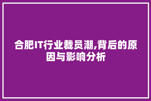 合肥IT行业裁员潮,背后的原因与影响分析