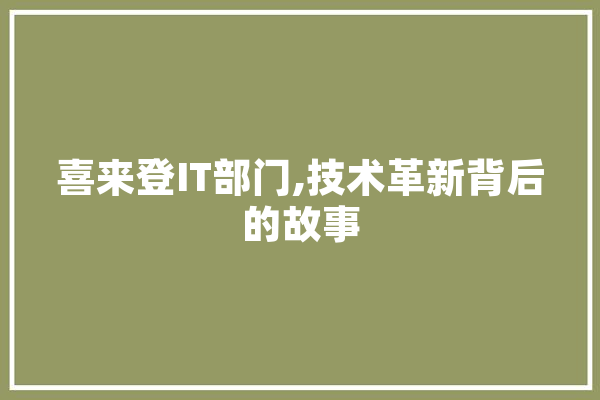 喜来登IT部门,技术革新背后的故事