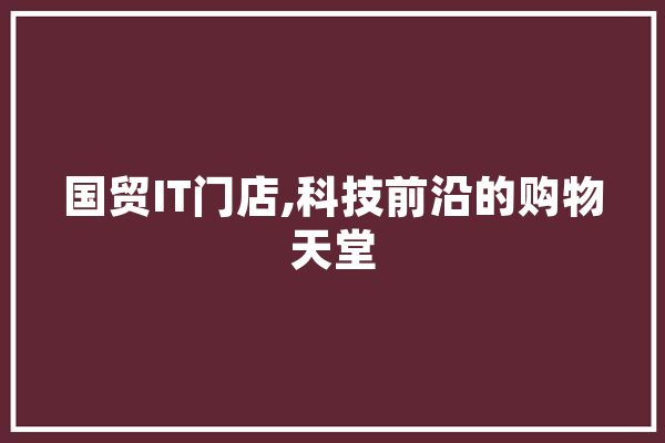 国贸IT门店,科技前沿的购物天堂