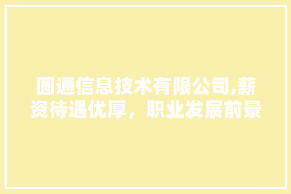 圆通信息技术有限公司,薪资待遇优厚，职业发展前景广阔