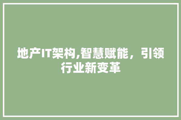地产IT架构,智慧赋能，引领行业新变革