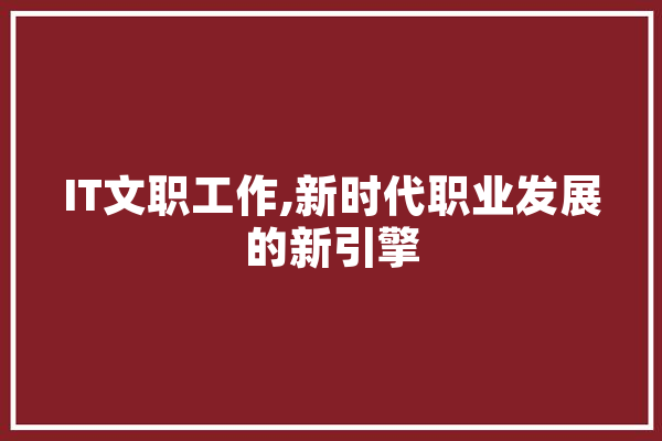 IT文职工作,新时代职业发展的新引擎