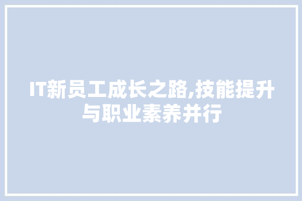 IT新员工成长之路,技能提升与职业素养并行