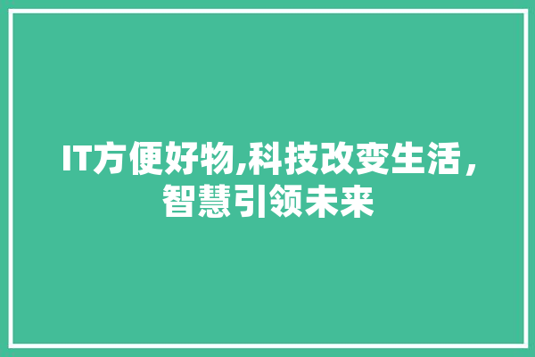 IT方便好物,科技改变生活，智慧引领未来