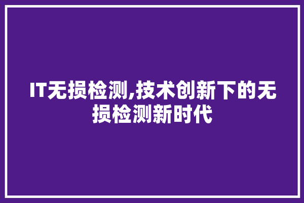 IT无损检测,技术创新下的无损检测新时代