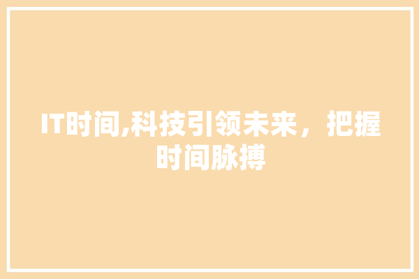IT时间,科技引领未来，把握时间脉搏