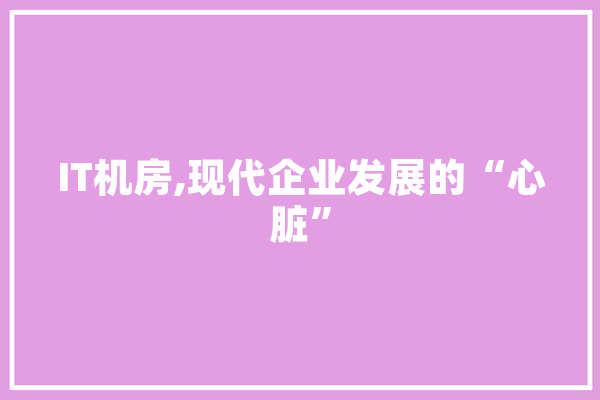 IT机房,现代企业发展的“心脏”