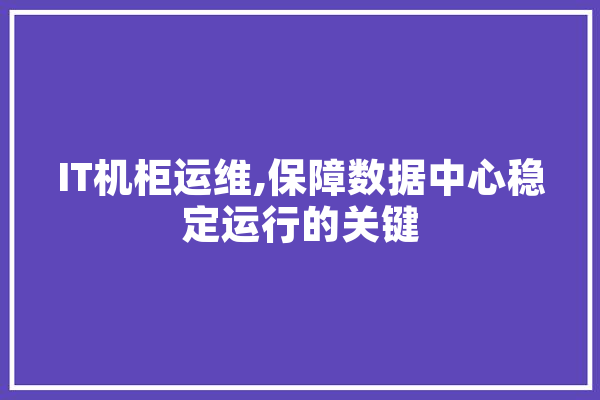 IT机柜运维,保障数据中心稳定运行的关键 云服务