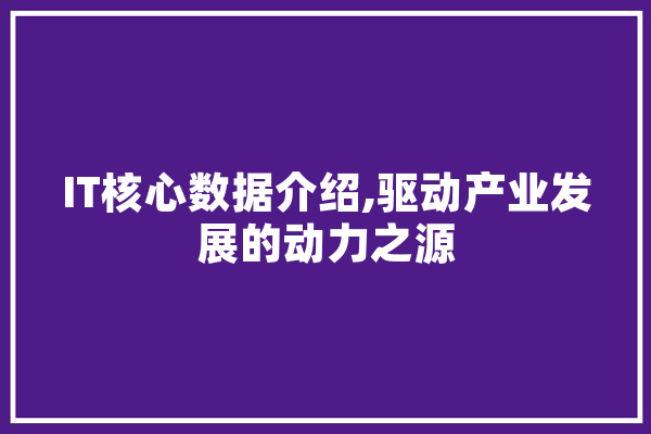 IT核心数据介绍,驱动产业发展的动力之源