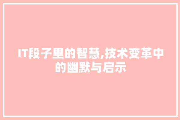 IT段子里的智慧,技术变革中的幽默与启示