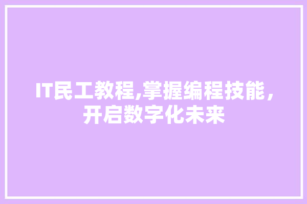 IT民工教程,掌握编程技能，开启数字化未来