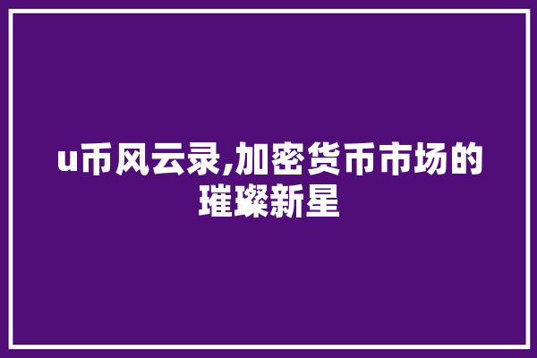 u币风云录,加密货币市场的璀璨新星