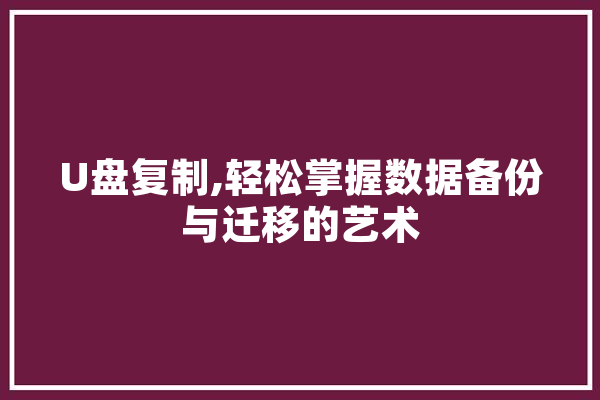U盘复制,轻松掌握数据备份与迁移的艺术 AI简讯