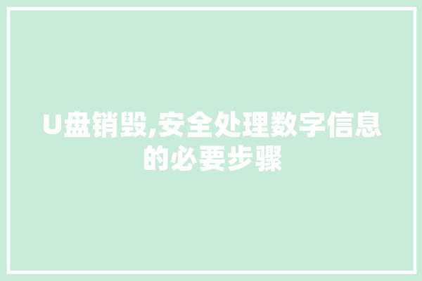 U盘销毁,安全处理数字信息的必要步骤 AI快讯