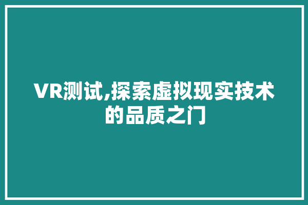 VR测试,探索虚拟现实技术的品质之门