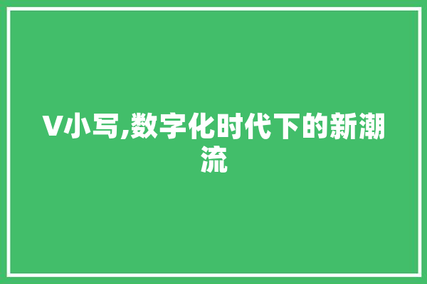 V小写,数字化时代下的新潮流