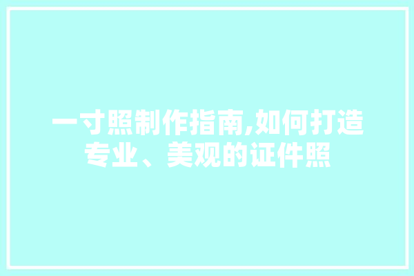 一寸照制作指南,如何打造专业、美观的证件照