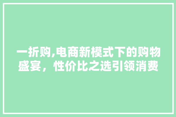 一折购,电商新模式下的购物盛宴，性价比之选引领消费潮流 计算机