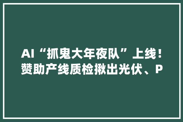 AI“抓鬼大年夜队”上线！赞助产线质检揪出光伏、PCB、芯片产品瑕疵_瑕疵_范畴 云服务