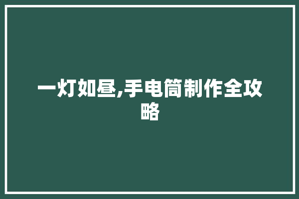 一灯如昼,手电筒制作全攻略