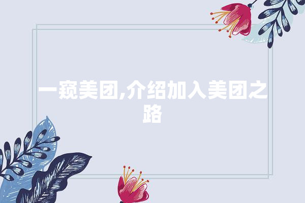 一窥美团,介绍加入美团之路