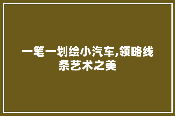 一笔一划绘小汽车,领略线条艺术之美