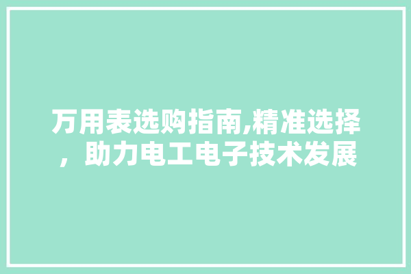 万用表选购指南,精准选择，助力电工电子技术发展 智能助手